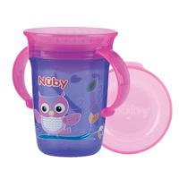 Taza Mágica 360° Anti goteo con asas 240ml Estampada Lila