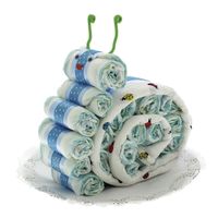 Tarta de pañales con forma de Caracol con muselina azul