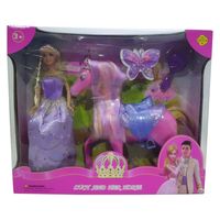 Muñeca Vestido Lila y Caballo