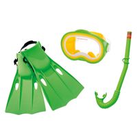 Conjunto Verde de Buceo con Gafas, Tubo y Aletas