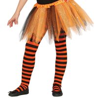 Pantys Infantiles a Rayas Negras y Naranjas para Disfraz
