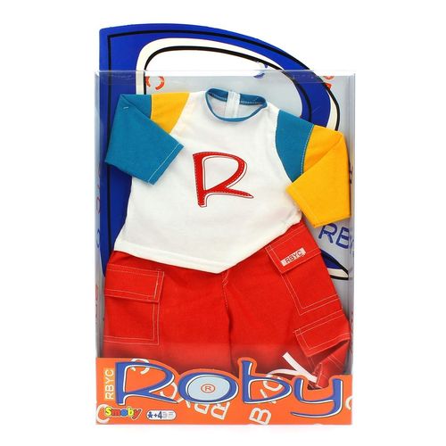 Muñeco Roby Conjunto Camiseta Blanca y Pantalón Rojo