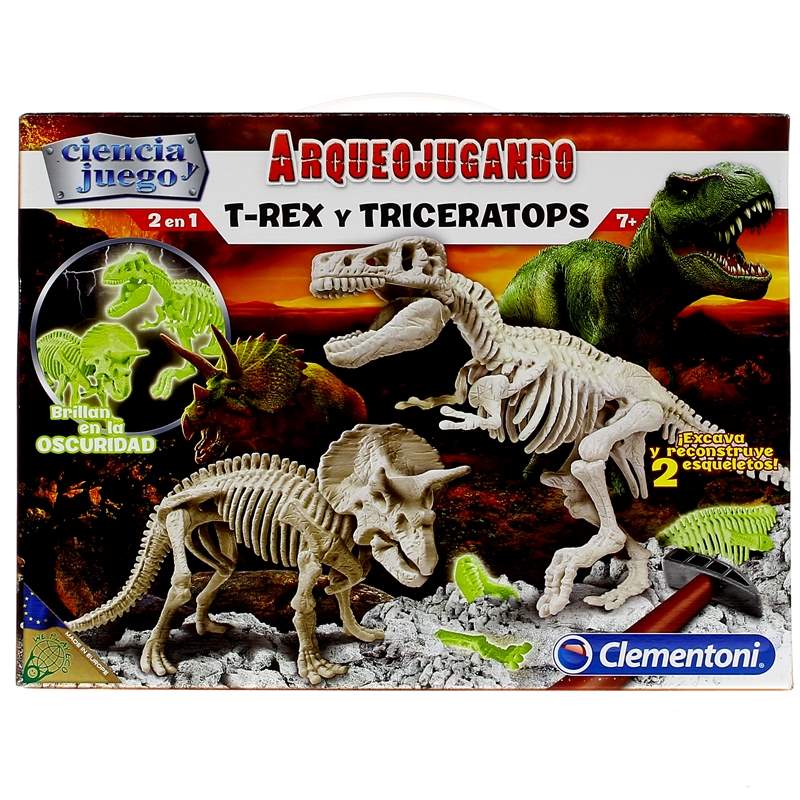 Arqueojugando-T-Rex-y-Triceratops