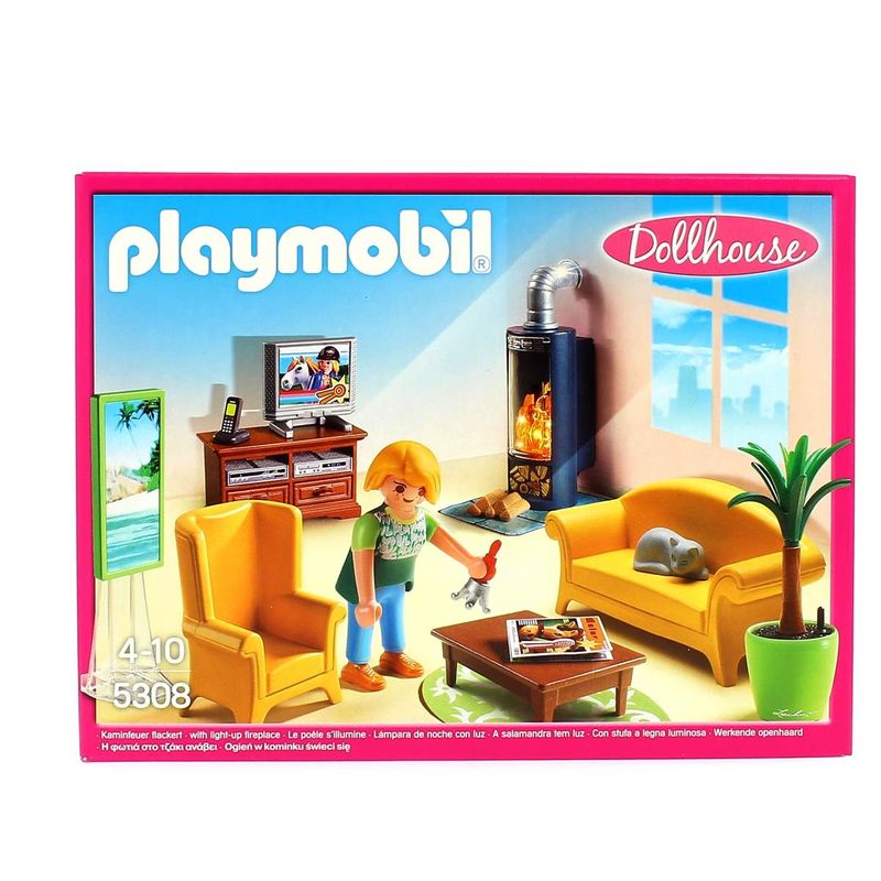 Playmobil-Dollhouse-Sala-de-Estar-con-Fuego