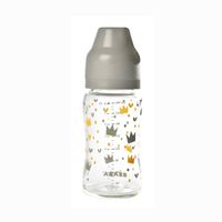 Biberón de vidrio 250 ml Origami Amarillo/Azul