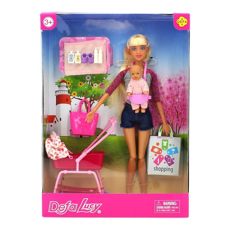 Defa-Lucy-Muñeca-con-Bebe-y-Carrito-Surtido