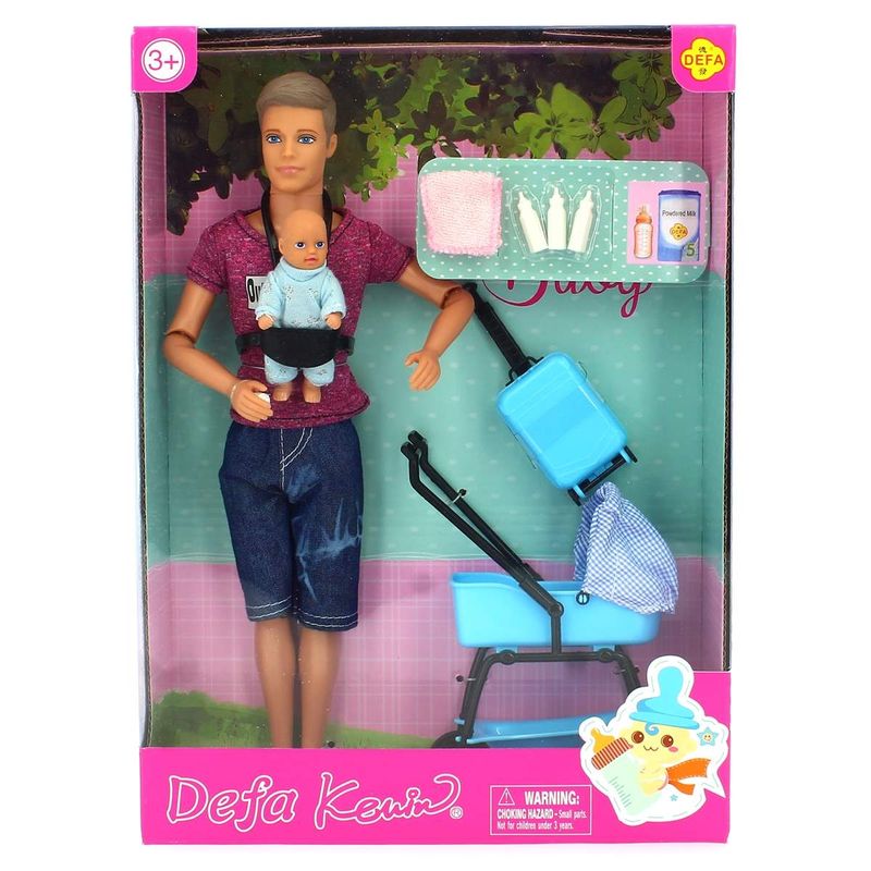Defa-Kevin-Muñeco-con-Bebe-y-Carrito-Surtido