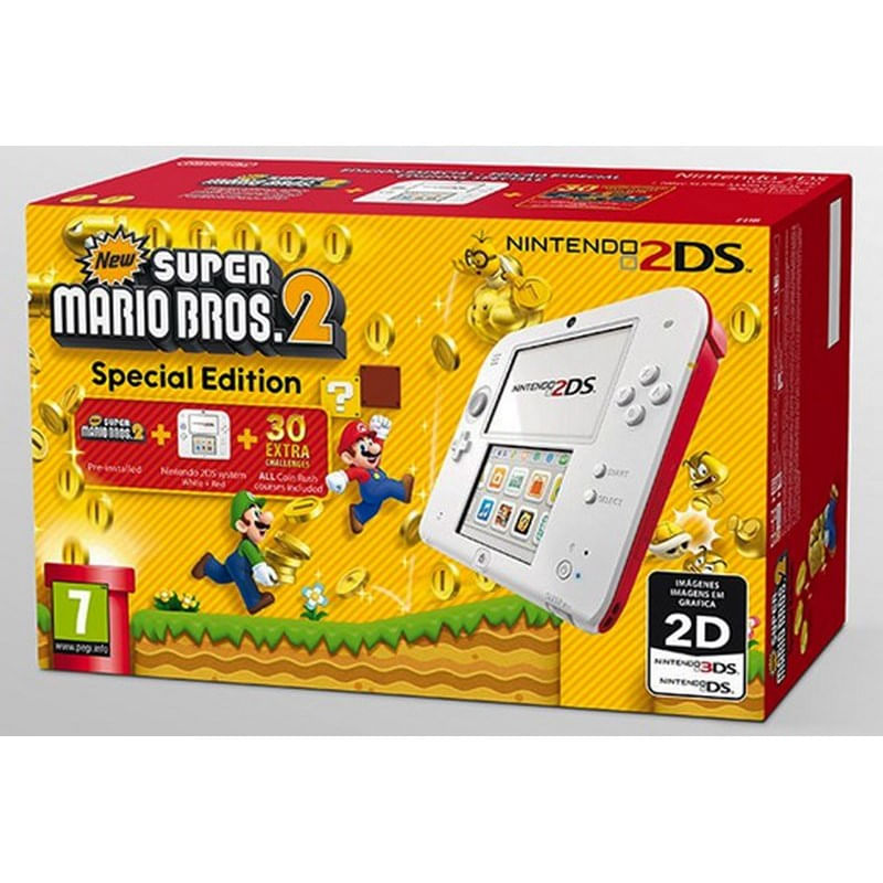 Consola 2Ds Blanco/Rojo + New Super Mario Bros. 2 - Drim