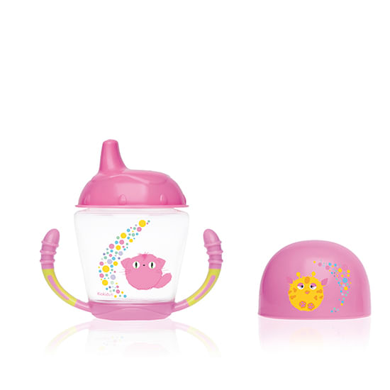 Kiokids-Taza-silicona-con-asas-y-tapa--210ml-Rosa