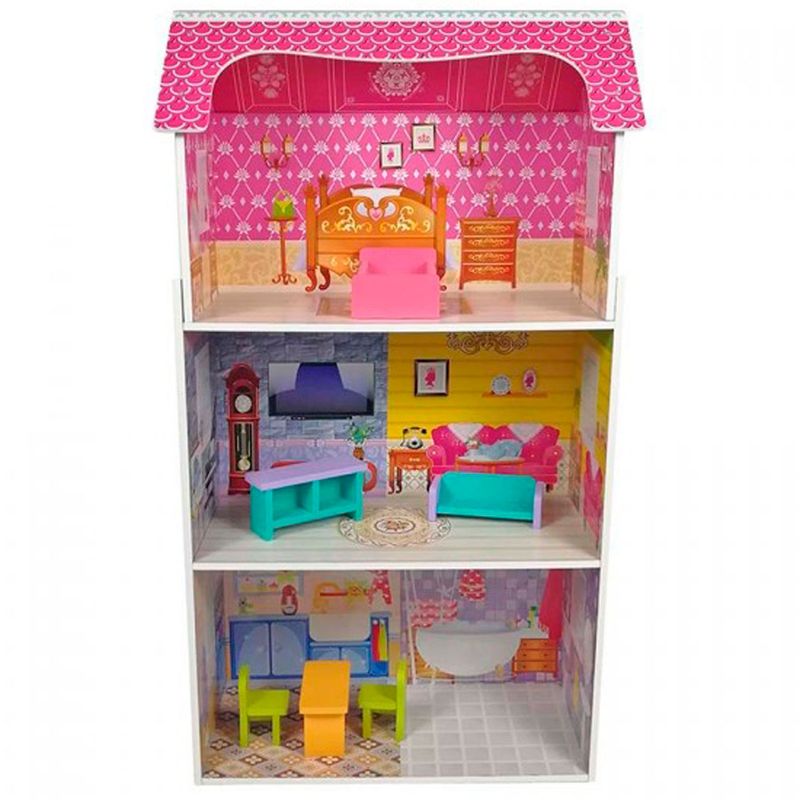 Casa-de-Muñecas-de-Madera-con-Muebles