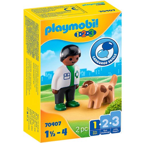 Playmobil 1.2.3 Veterinario con Perro