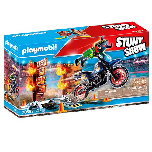 Playmobil Stuntshow Moto con Muro de Fuego