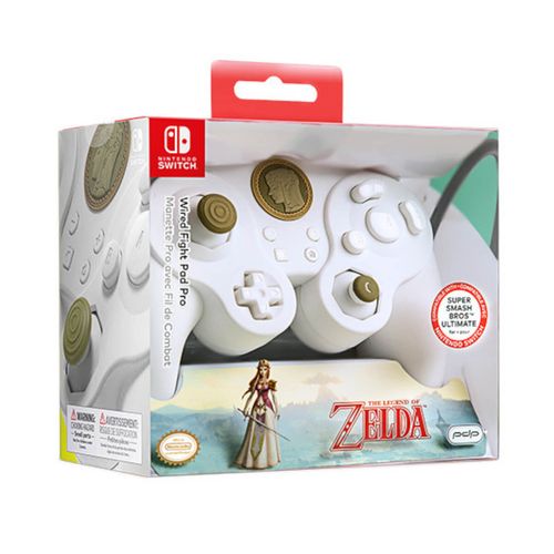 Wired Fight Pad Pro Controller Blanco Zelda Special Lic