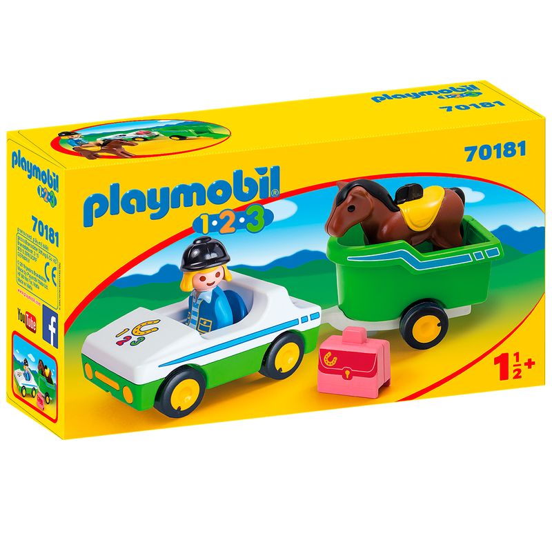 Playmobil-123-Coche-con-Remolque-de-Caballo