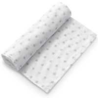 Muselina 120*120 bambu Stars Blanco/ Gris