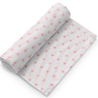 Muselina 120*120 bambu Stars Blanco/ Rosa