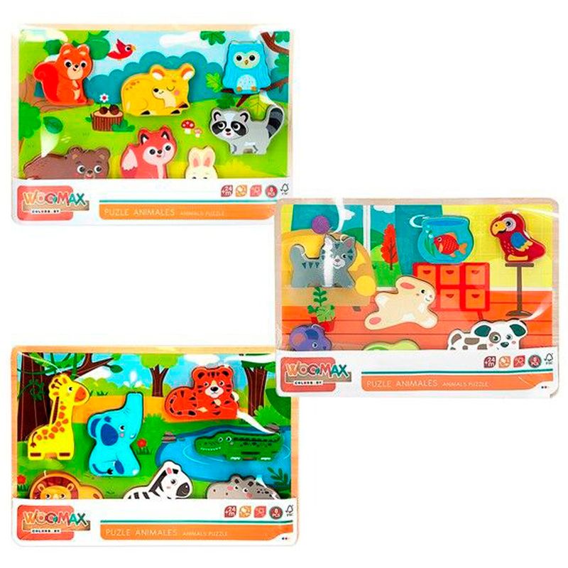 Woomax-Puzzle-Madera-Animales-Surtido