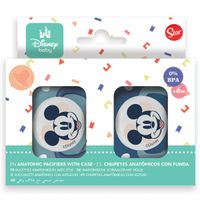 Pack de 2 chupetes +6M con funda Mickey