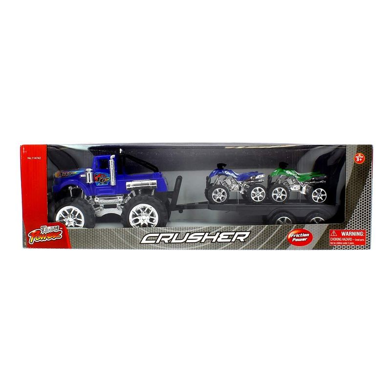 Coche-Crusher-Azul-con-Remolque-y-Quads_1