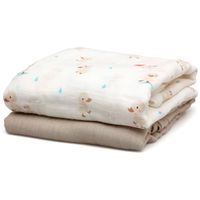 Set de 2 muselinas Patitos beige