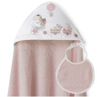 Capa baño + babero Bicicleta Jirafa Blanco/ Rosa