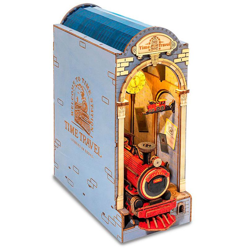 Viaje-en-el-Tiempo-Maqueta-Madera-Book-Nook-Sujetalibros