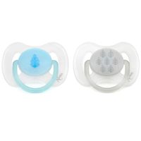 Pack de 2 chupetes ortodónticos Azul y Gris 0-6 meses