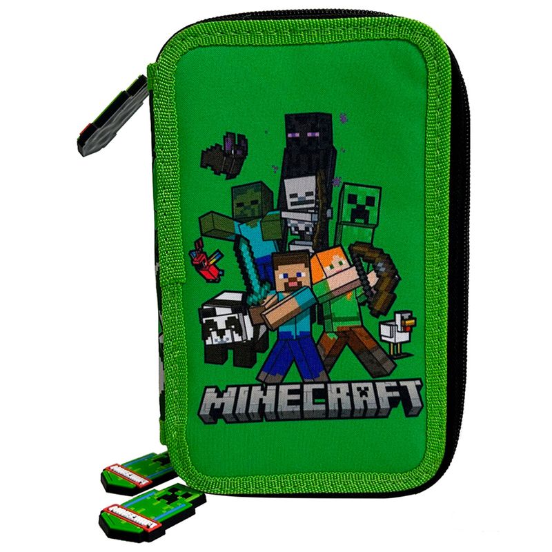 Minecraft-Estuche-Escolar-Triple