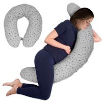 Cojín Lactancia Maternidad Gris Estrella Blanca