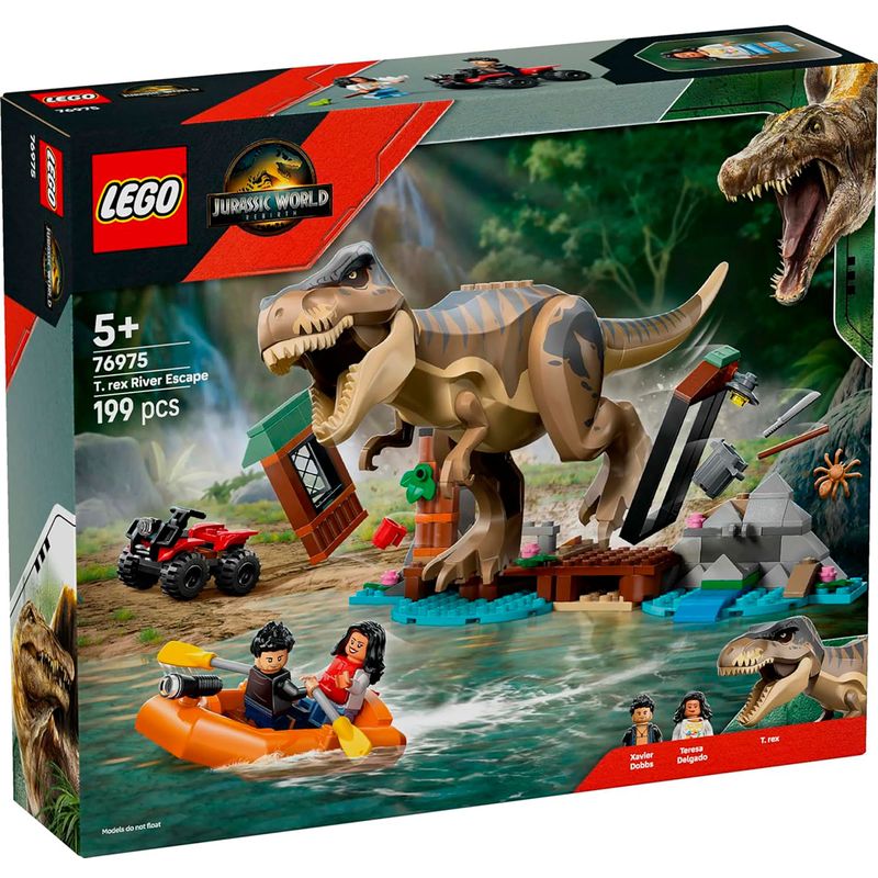 Lego-Jurassic-World-Huida-por-el-Rio-y-T-rex-a-la-Caza